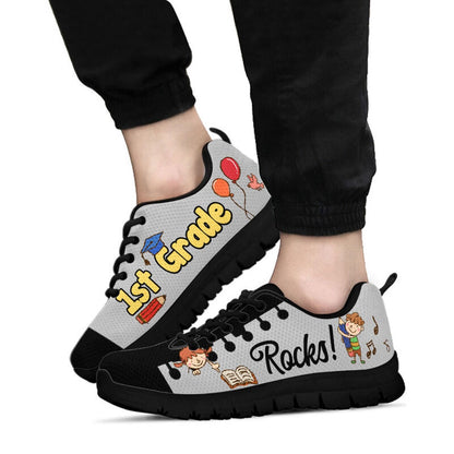 Teacher Sneaker, 1St Grade Rocks Black Gray Shoes, Fun Teacher Shoes