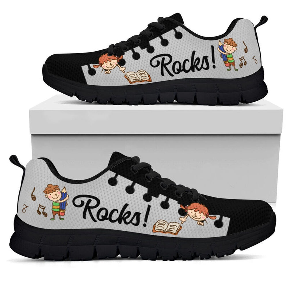 Teacher Sneaker, 1St Grade Rocks Black Gray Shoes, Fun Teacher Shoes