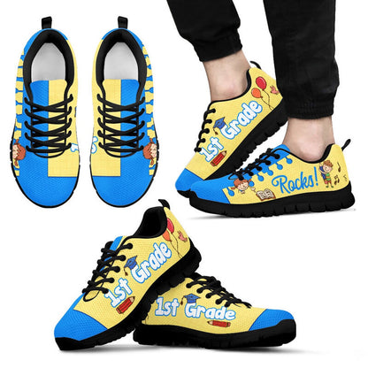 Teacher Sneaker, 1St Grade Rocks Blue And Gold Shoes, Fun Teacher Shoes