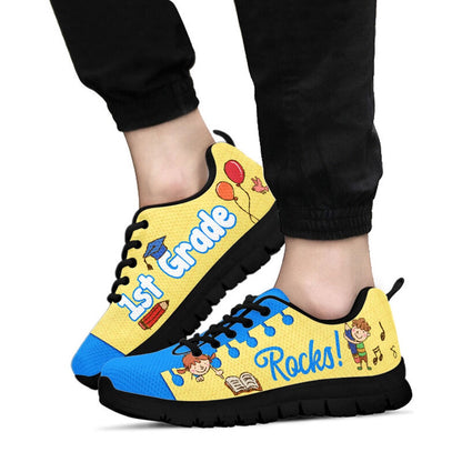 Teacher Sneaker, 1St Grade Rocks Blue And Gold Shoes, Fun Teacher Shoes