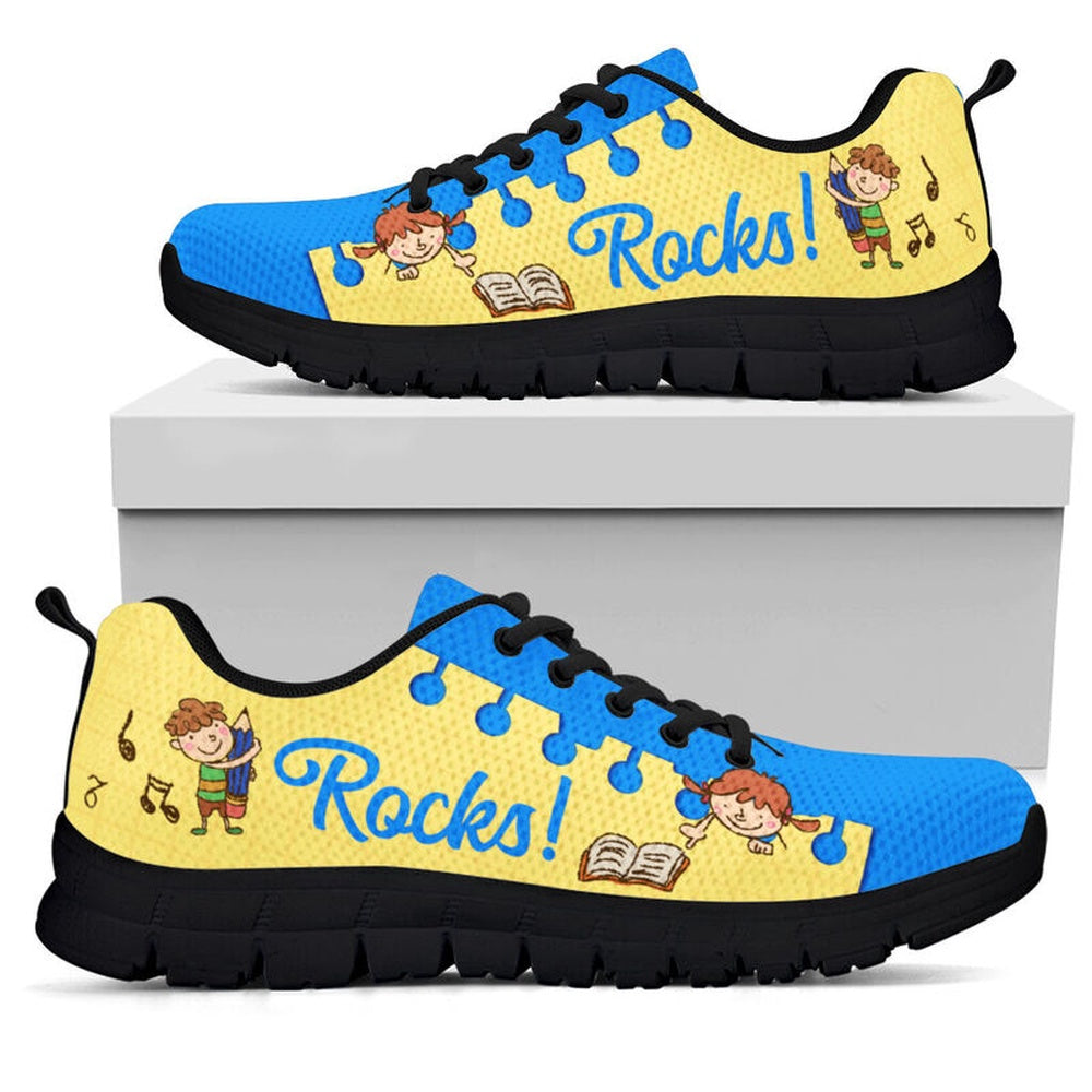 Teacher Sneaker, 1St Grade Rocks Blue And Gold Shoes, Fun Teacher Shoes