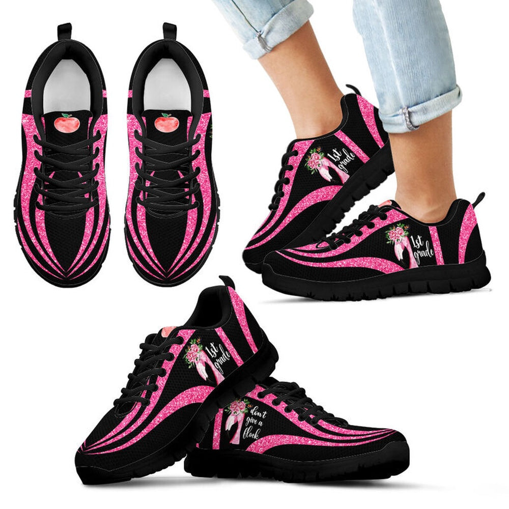 Teacher Sneaker, 1St Grade Teacher Flamingo Pink Line Shoes Shoes, Fun Teacher Shoes