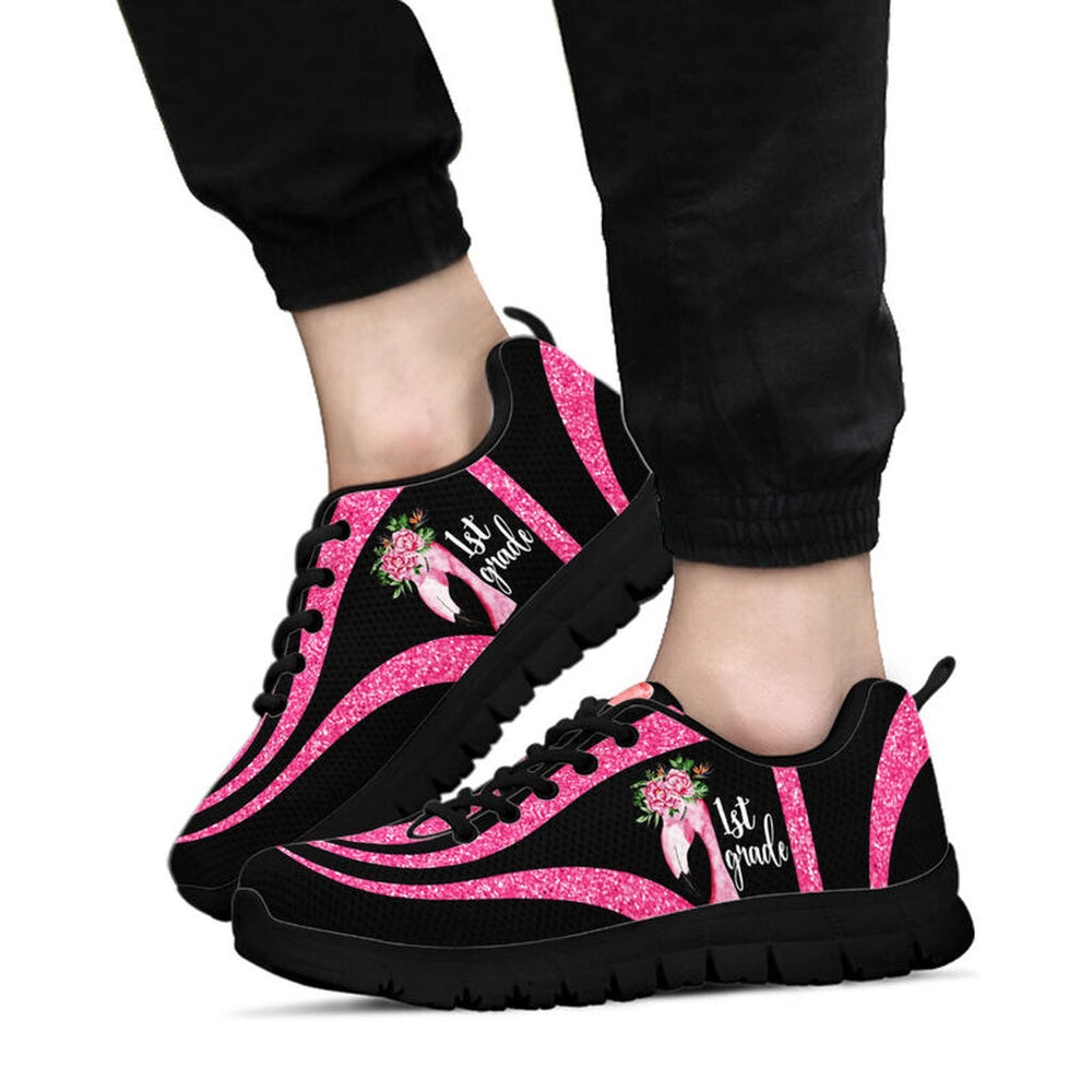 Teacher Sneaker, 1St Grade Teacher Flamingo Pink Line Shoes Shoes, Fun Teacher Shoes