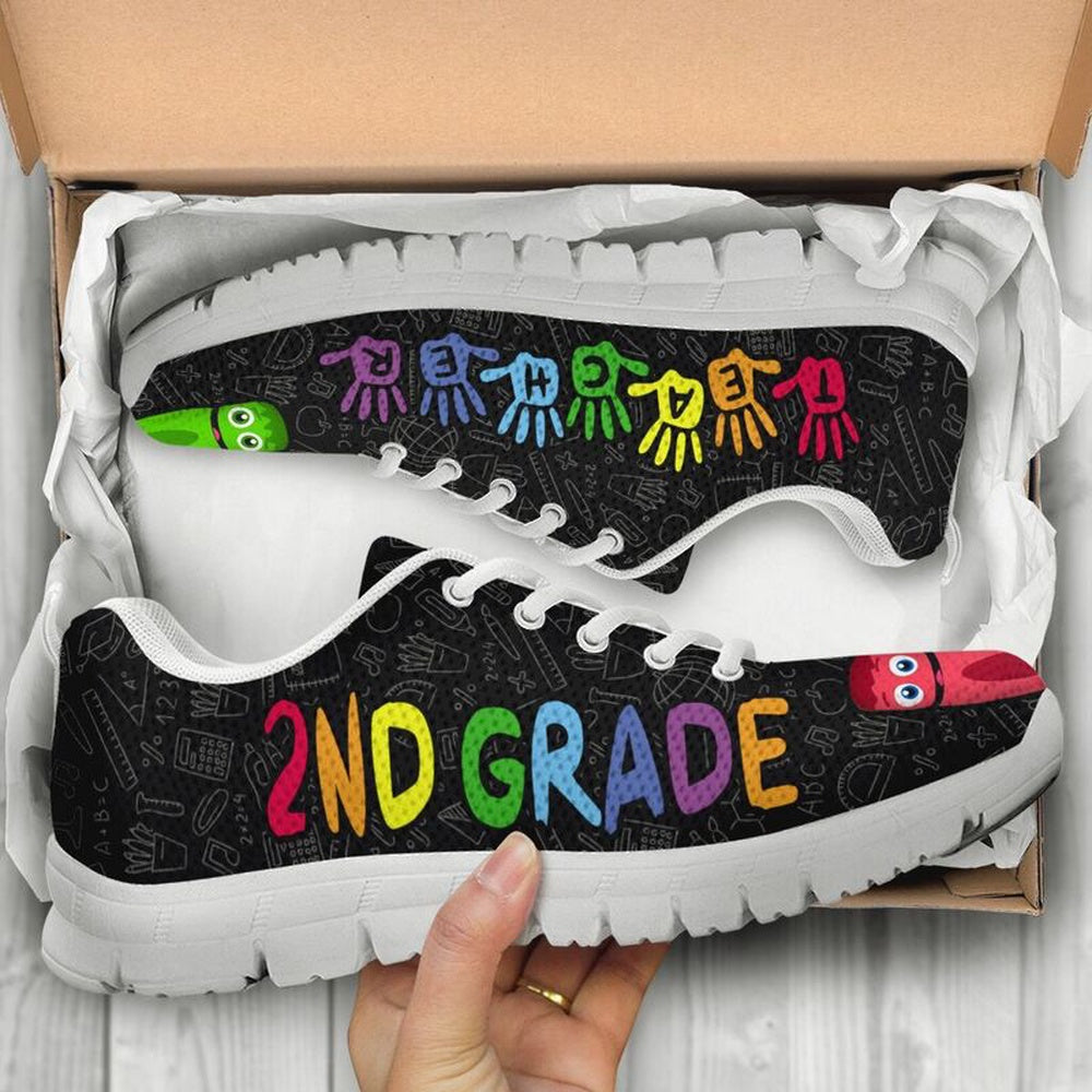 Teacher Sneaker, 2Nd Grade Teacher Hand Color Sneakers, Fun Teacher Shoes