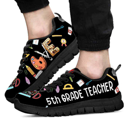Teacher Sneaker, 5Th Grade Teacher Colorful Tools Love Sneakers Shoes, Fun Teacher Shoes