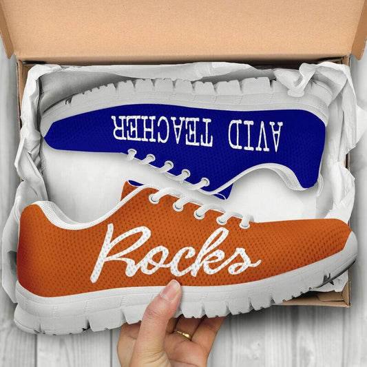 Teacher Sneaker, AVID Teacher Rock Navy, Burnt Orange Sneakers, Fun Teacher Shoes