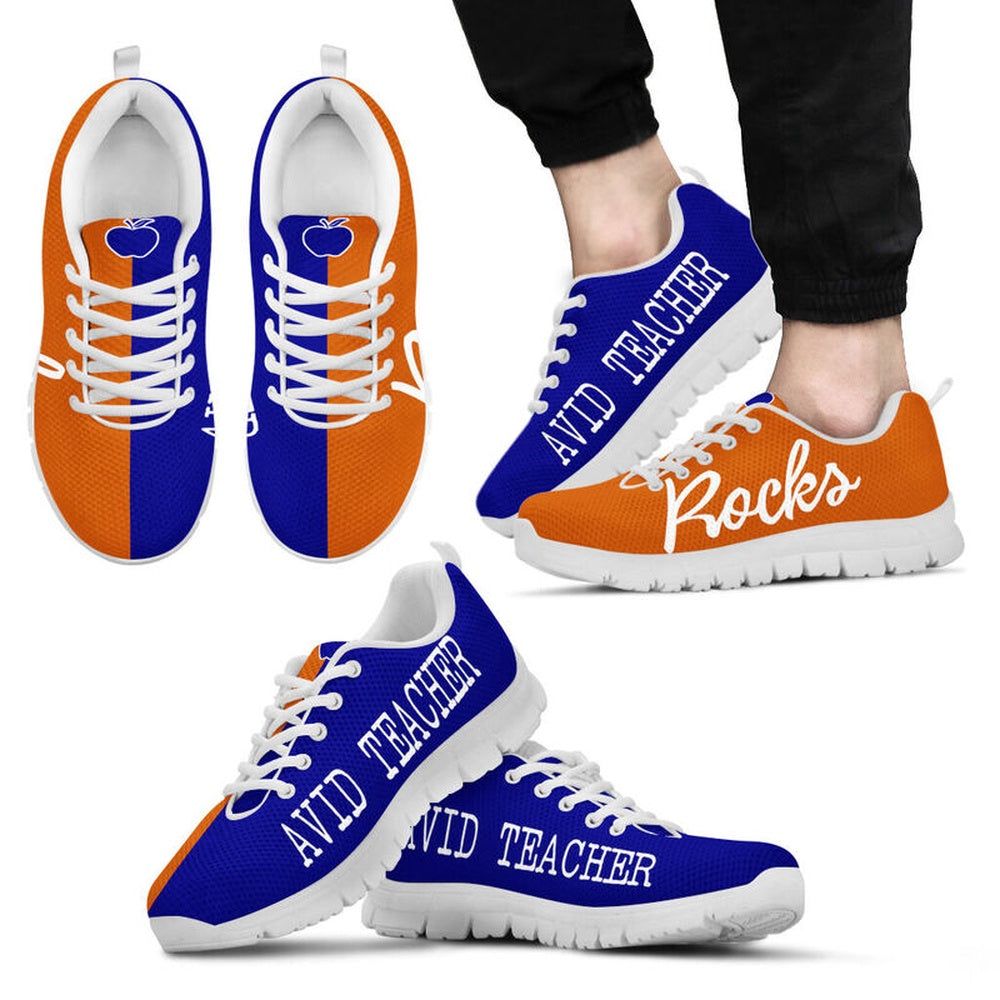 Teacher Sneaker, AVID Teacher Rock Navy, Burnt Orange Sneakers, Fun Teacher Shoes