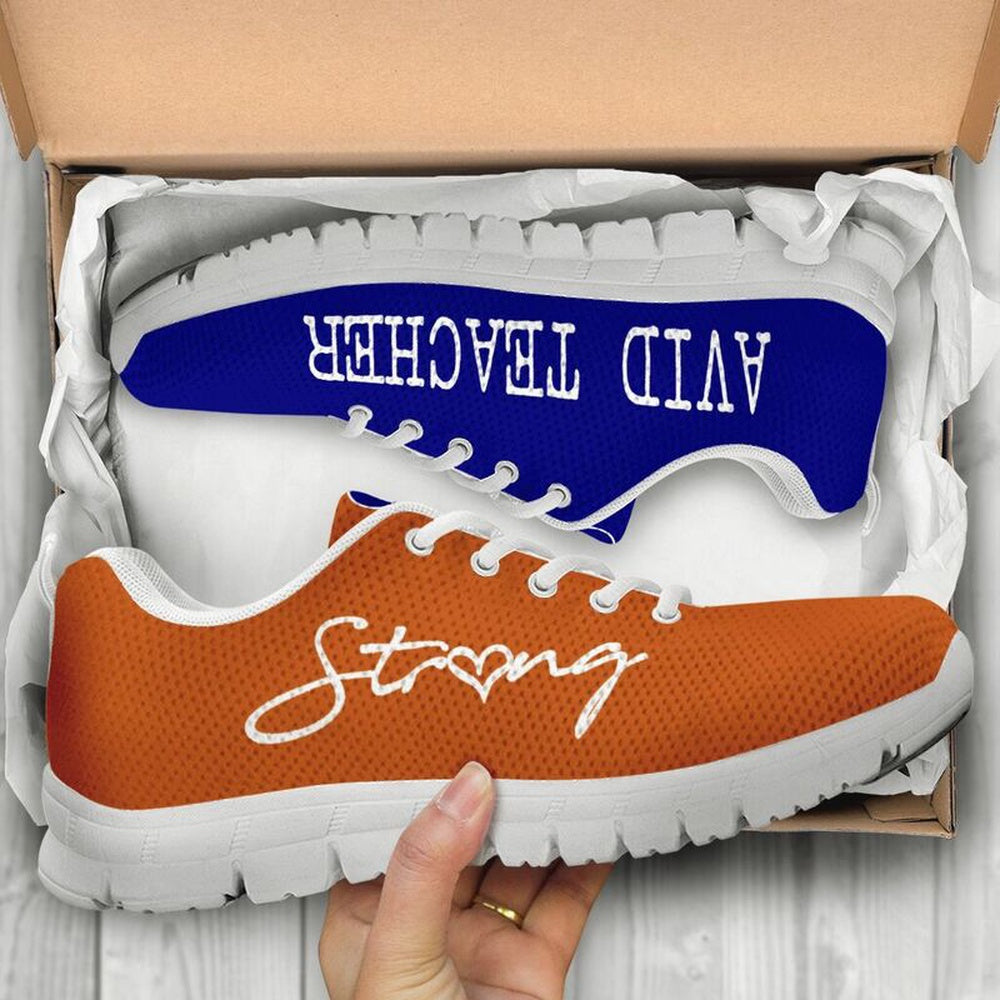 Teacher Sneaker, AVID Teacher Strong Navy, Burnt Orange Sneakers, Fun Teacher Shoes