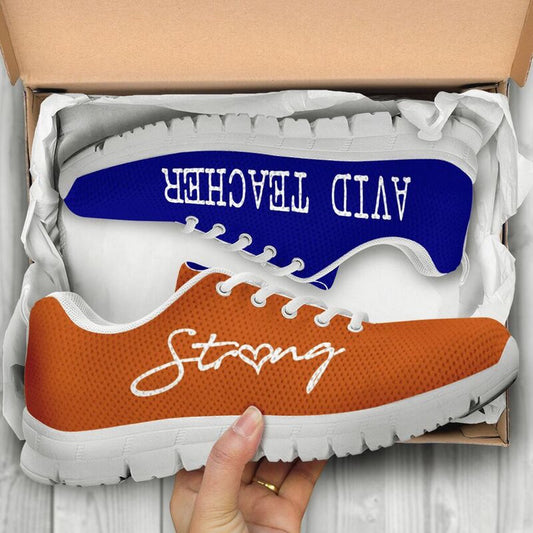 Teacher Sneaker, AVID Teacher Strong Navy, Burnt Orange Sneakers, Fun Teacher Shoes