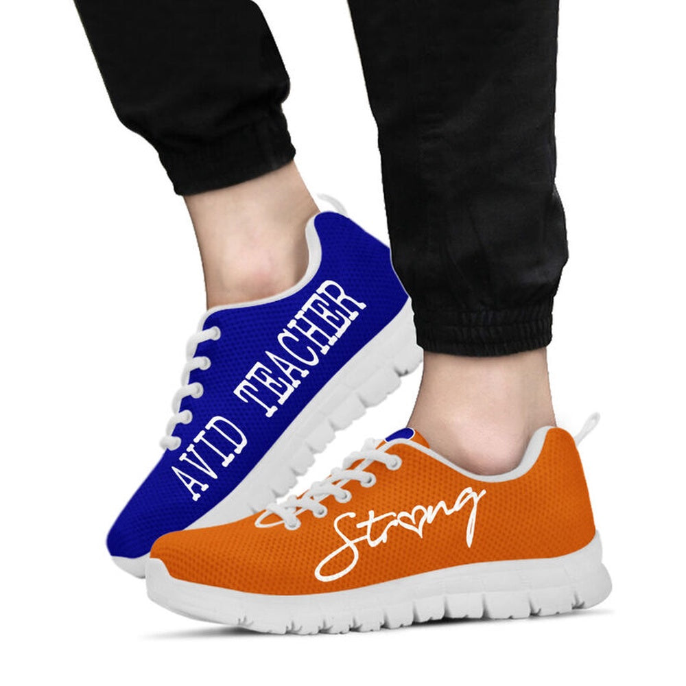 Teacher Sneaker, AVID Teacher Strong Navy, Burnt Orange Sneakers, Fun Teacher Shoes
