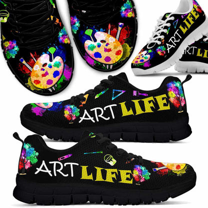 Teacher Sneaker, Art Teacher Art Life Watercolor Sneaker Shoes, Fun Teacher Shoes