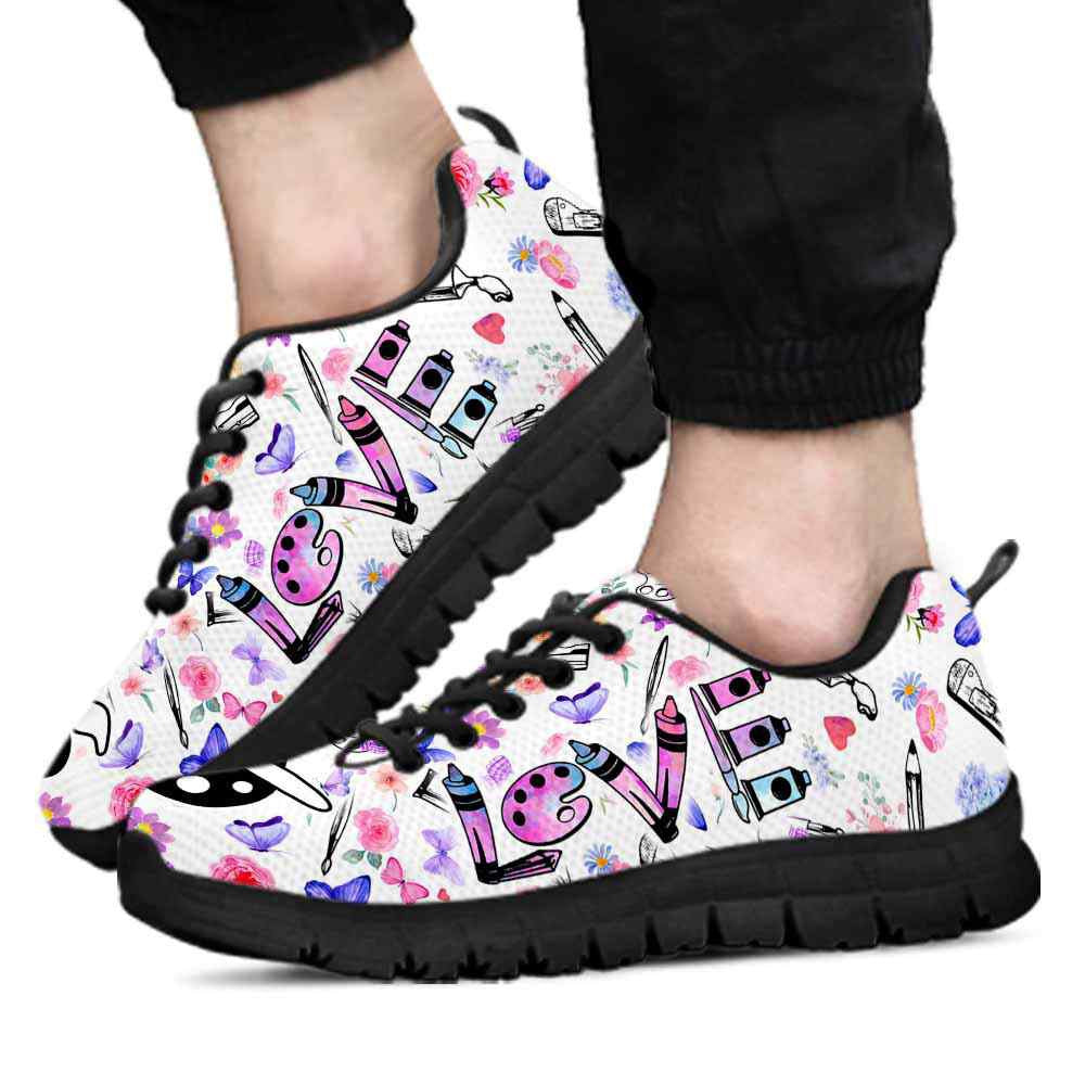 Teacher Sneaker, Art Teacher Colorful Flowers Yall Need Art Sneaker Shoes, Fun Teacher Shoes