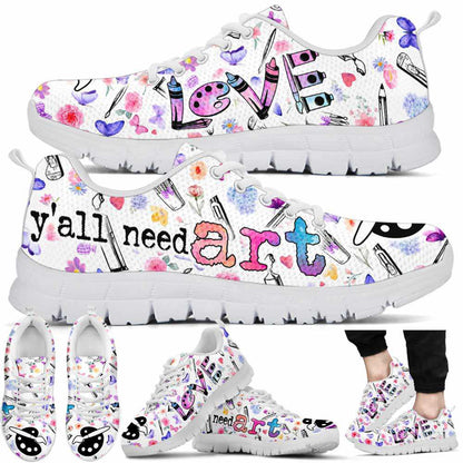 Teacher Sneaker, Art Teacher Colorful Flowers Yall Need Art Sneaker Shoes, Fun Teacher Shoes