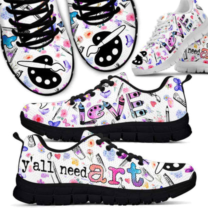 Teacher Sneaker, Art Teacher Colorful Flowers Yall Need Art Sneaker Shoes, Fun Teacher Shoes