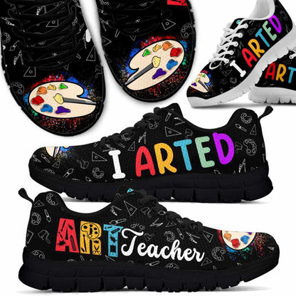 Teacher Sneaker, Art Teacher I Arted Colorful Palette Sneaker Shoes, Fun Teacher Shoes