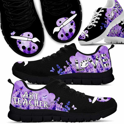 Teacher Sneaker, Art Teacher Lavender Cloud Love Sneakers Shoes, Fun Teacher Shoes