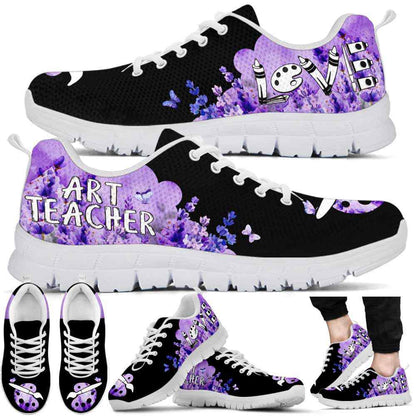 Teacher Sneaker, Art Teacher Lavender Cloud Love Sneakers Shoes, Fun Teacher Shoes