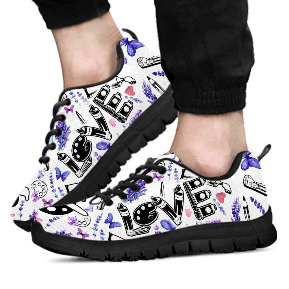 Teacher Sneaker, Art Teacher Lavender Love Tools Sneakers Shoes, Fun Teacher Shoes