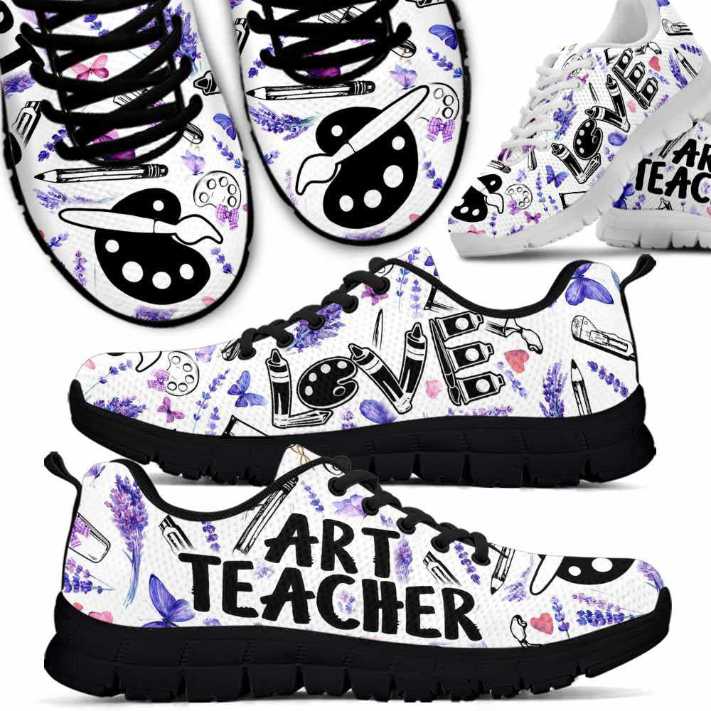Teacher Sneaker, Art Teacher Lavender Love Tools Sneakers Shoes, Fun Teacher Shoes