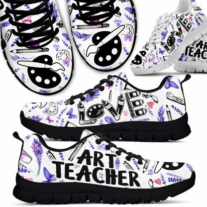 Teacher Sneaker, Art Teacher Lavender Love Tools Sneakers Shoes, Fun Teacher Shoes