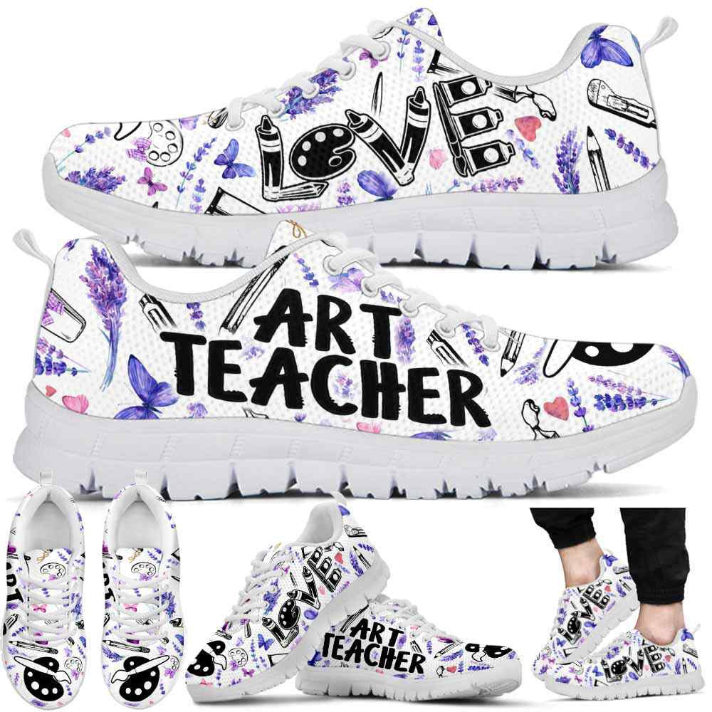 Teacher Sneaker, Art Teacher Lavender Love Tools Sneakers Shoes, Fun Teacher Shoes