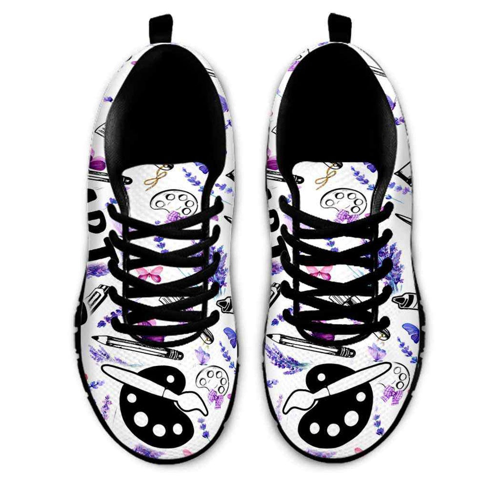 Teacher Sneaker, Art Teacher Lavender Love Tools Sneakers Shoes, Fun Teacher Shoes