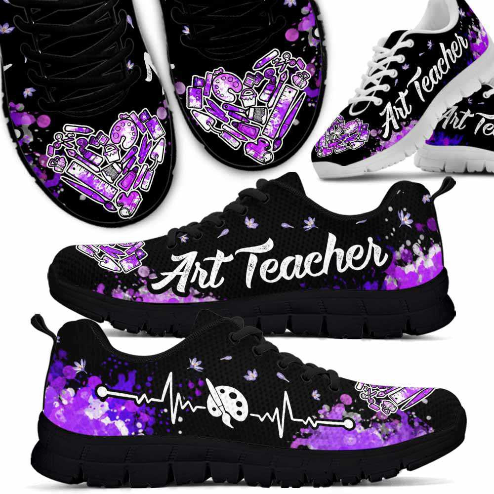 Teacher Sneaker, Art Teacher Lavender Watercolor Love Sneakers Shoes, Fun Teacher Shoes