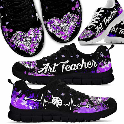 Teacher Sneaker, Art Teacher Lavender Watercolor Love Sneakers Shoes, Fun Teacher Shoes