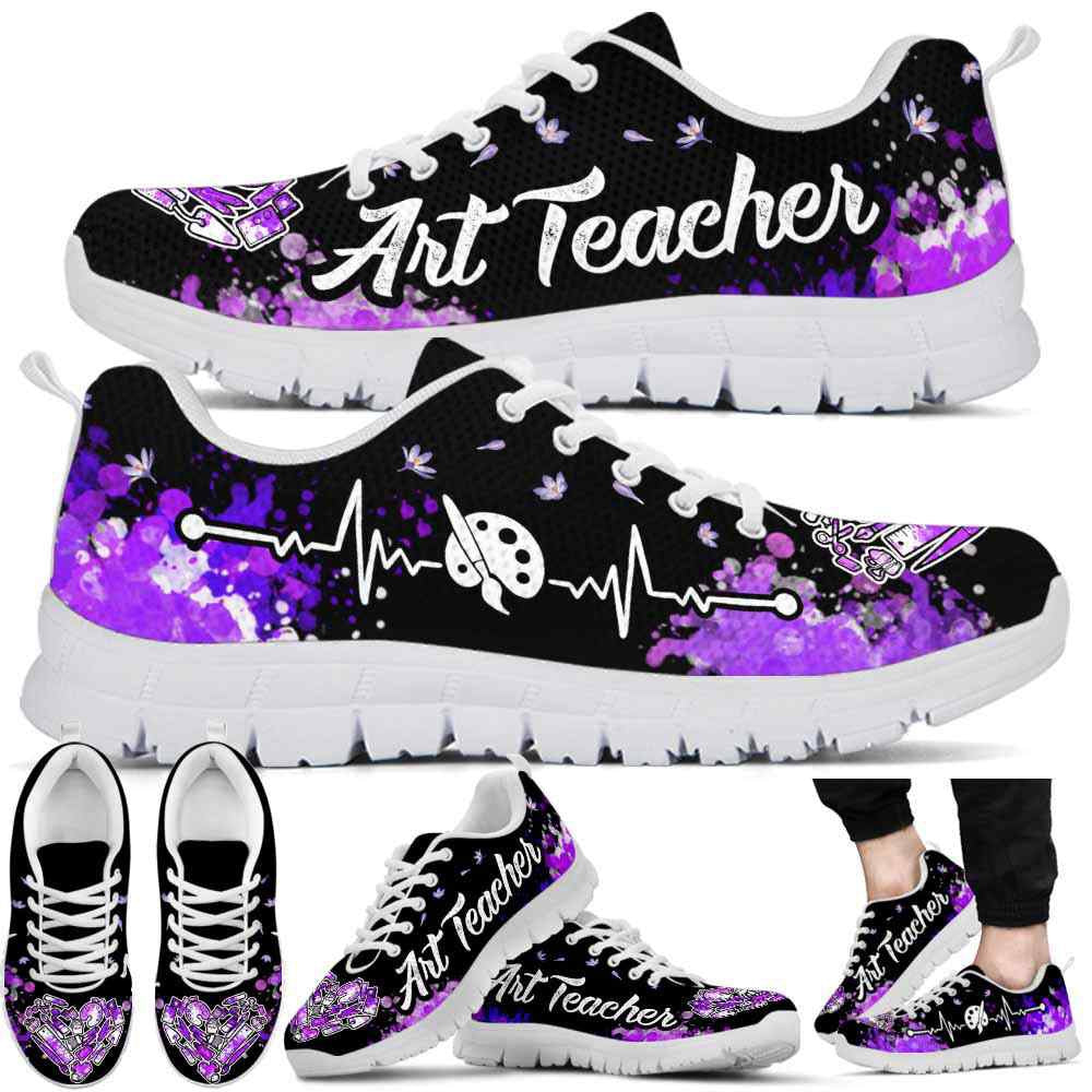 Teacher Sneaker, Art Teacher Lavender Watercolor Love Sneakers Shoes, Fun Teacher Shoes