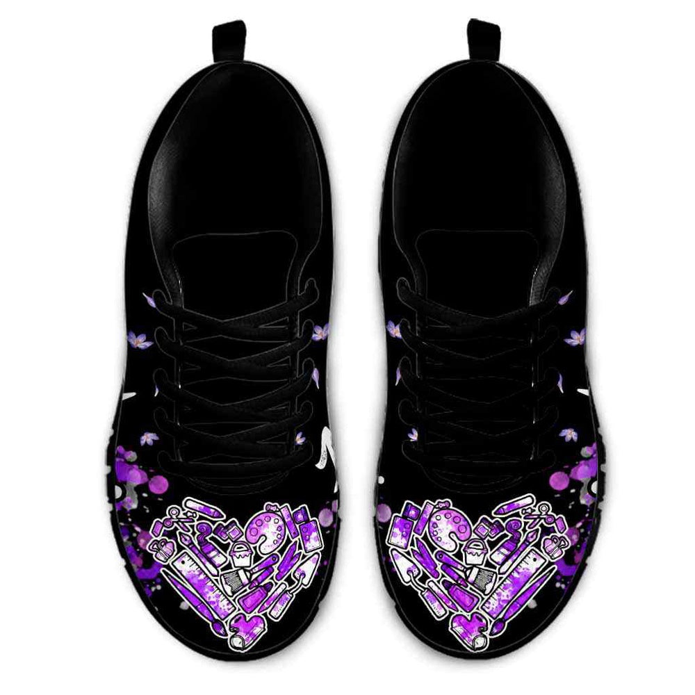 Teacher Sneaker, Art Teacher Lavender Watercolor Love Sneakers Shoes, Fun Teacher Shoes