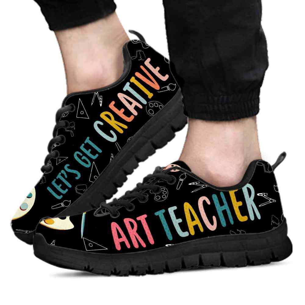 Teacher Sneaker, Art Teacher Lets Get Creative Sneaker Shoes, Fun Teacher Shoes