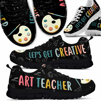 Teacher Sneaker, Art Teacher Lets Get Creative Sneaker Shoes, Fun Teacher Shoes