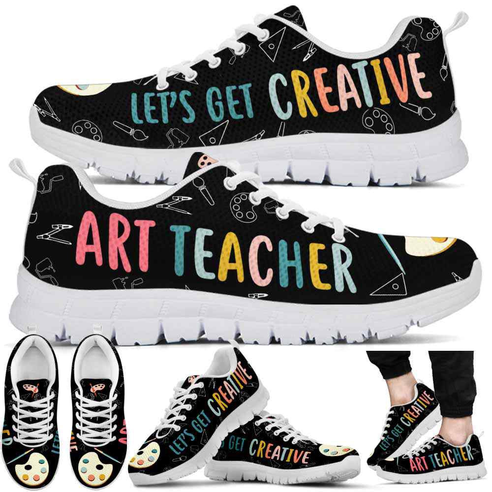 Teacher Sneaker, Art Teacher Lets Get Creative Sneaker Shoes, Fun Teacher Shoes