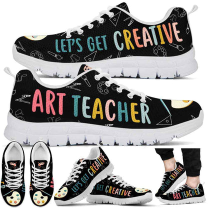 Teacher Sneaker, Art Teacher Lets Get Creative Sneaker Shoes, Fun Teacher Shoes