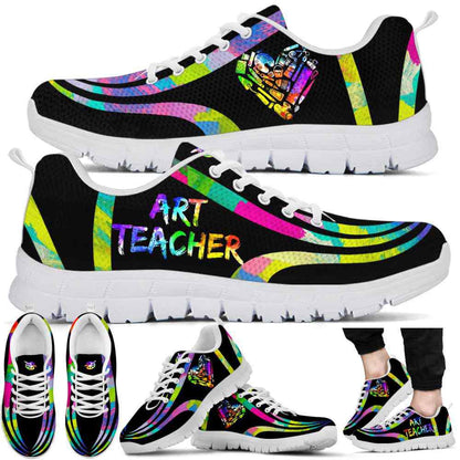 Teacher Sneaker, Art Teacher Line Oil Painting Sneaker Shoes, Fun Teacher Shoes
