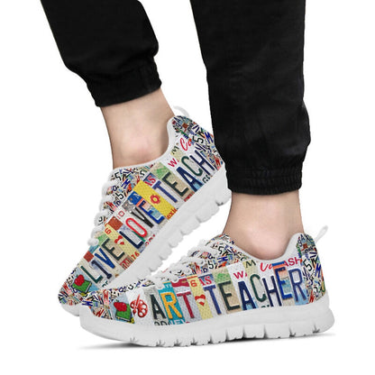 Teacher Sneaker, Art Teacher Live Love License Plates Sneakers, Fun Teacher Shoes
