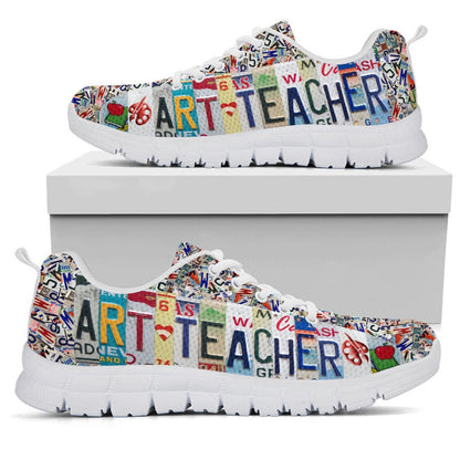 Teacher Sneaker, Art Teacher Live Love License Plates Sneakers, Fun Teacher Shoes