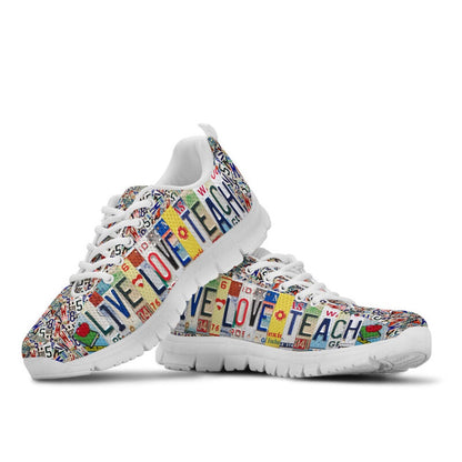 Teacher Sneaker, Art Teacher Live Love License Plates Sneakers, Fun Teacher Shoes