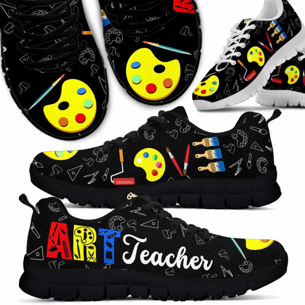 Teacher Sneaker, Art Teacher Love Palette Sneaker Shoes, Fun Teacher Shoes