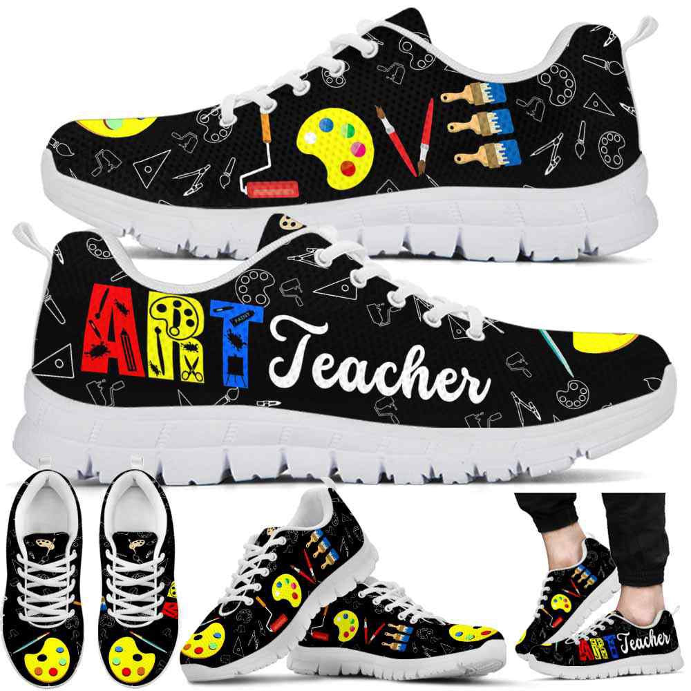 Teacher Sneaker, Art Teacher Love Palette Sneaker Shoes, Fun Teacher Shoes