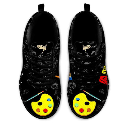 Teacher Sneaker, Art Teacher Love Palette Sneaker Shoes, Fun Teacher Shoes