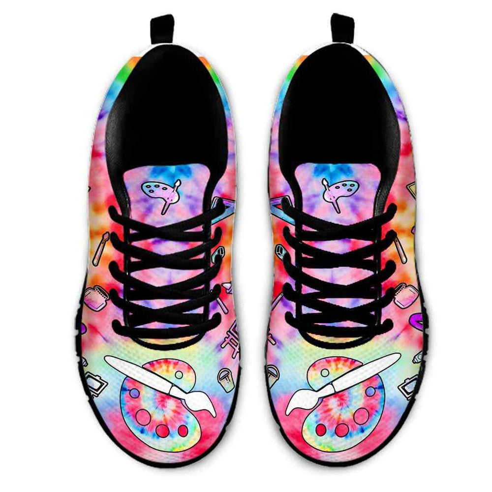 Teacher Sneaker, Art Teacher Pastel Tie Dye Love Sneaker Shoes, Fun Teacher Shoes