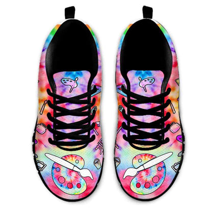 Teacher Sneaker, Art Teacher Pastel Tie Dye Love Sneaker Shoes, Fun Teacher Shoes