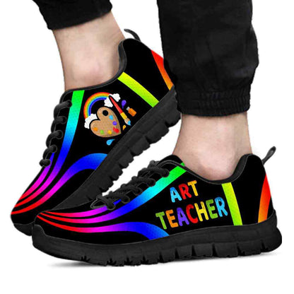 Teacher Sneaker, Art Teacher Rainbow Line Art Sneaker Shoes, Fun Teacher Shoes