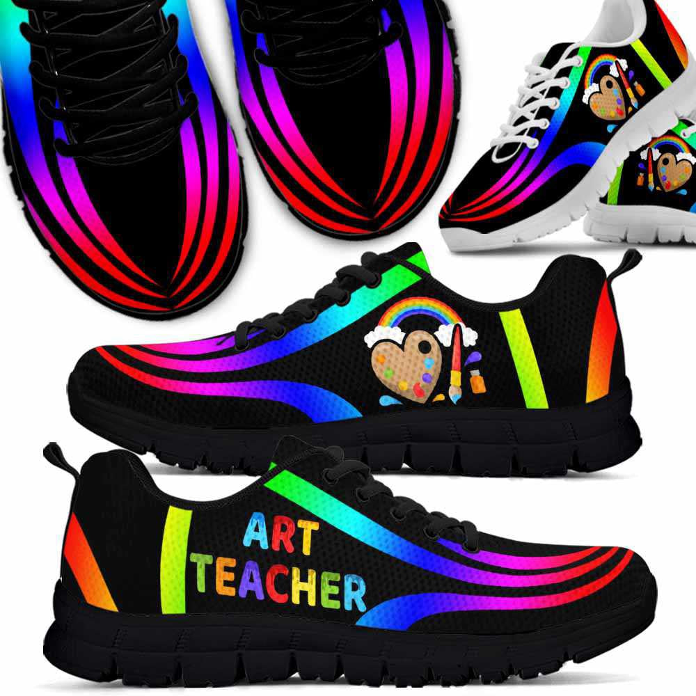 Teacher Sneaker, Art Teacher Rainbow Line Art Sneaker Shoes, Fun Teacher Shoes