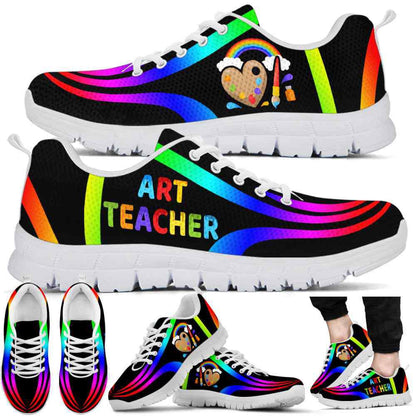 Teacher Sneaker, Art Teacher Rainbow Line Art Sneaker Shoes, Fun Teacher Shoes