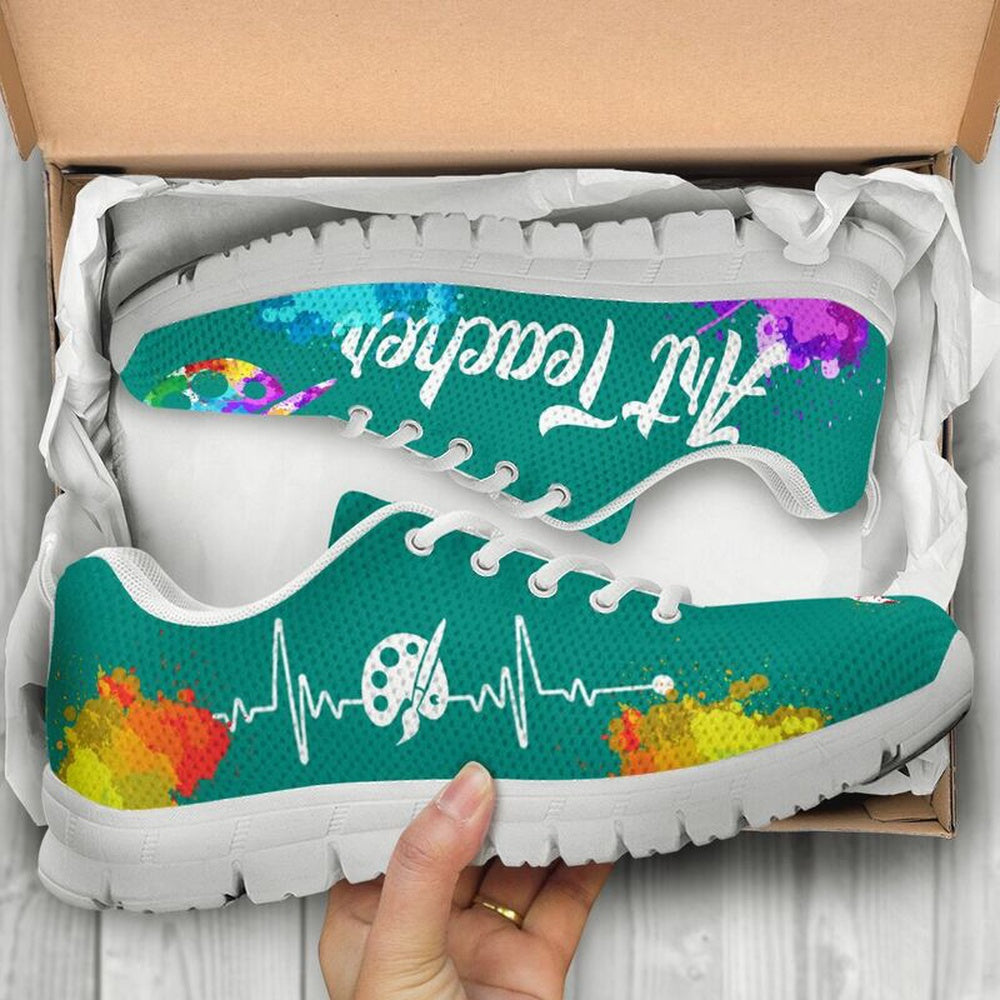 Teacher Sneaker, Art Teacher Teal Shoes Sneakers, Fun Teacher Shoes
