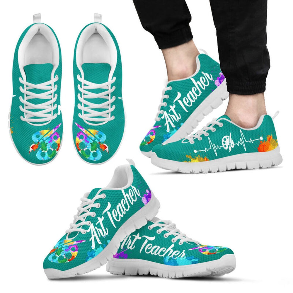 Teacher Sneaker, Art Teacher Teal Shoes Sneakers, Fun Teacher Shoes