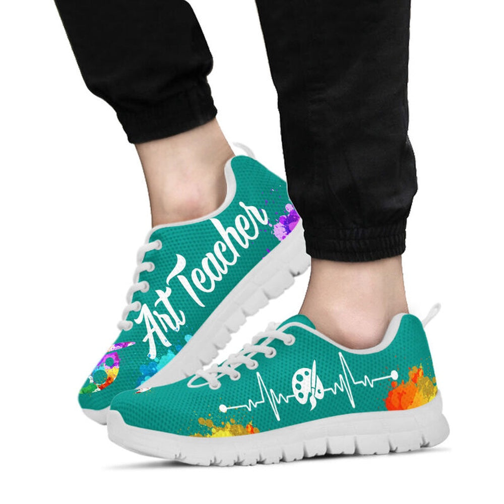 Teacher Sneaker, Art Teacher Teal Shoes Sneakers, Fun Teacher Shoes