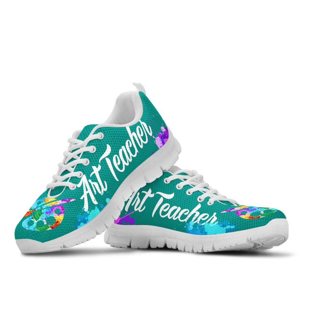 Teacher Sneaker, Art Teacher Teal Shoes Sneakers, Fun Teacher Shoes